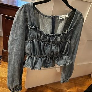 Women’s ruffel denim shirt